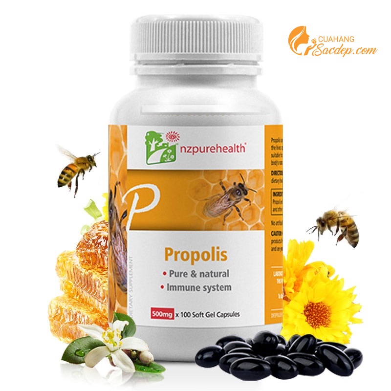 [HCM]Viên Uống Keo Ong Tăng Đề Kháng Propolis Nzpurehealth 100 Viên