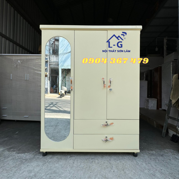 [HỎA TỐC HCM] Tủ sắt Trung Hưng 135-3HK màu kem sẵn hàng - tủ quần áo sắt Trung Hưng SALE mạnh