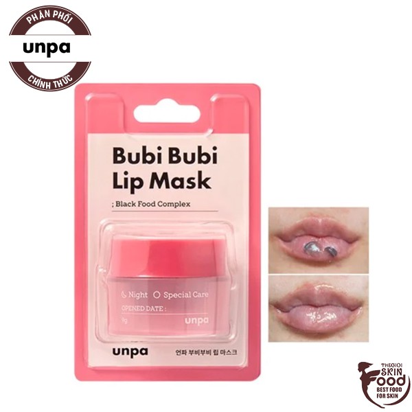 Mặt Nạ Ngủ Môi Dưỡng Ẩm Chống Lão Hóa Unpa Bubi Bubi Lip Mask 9G