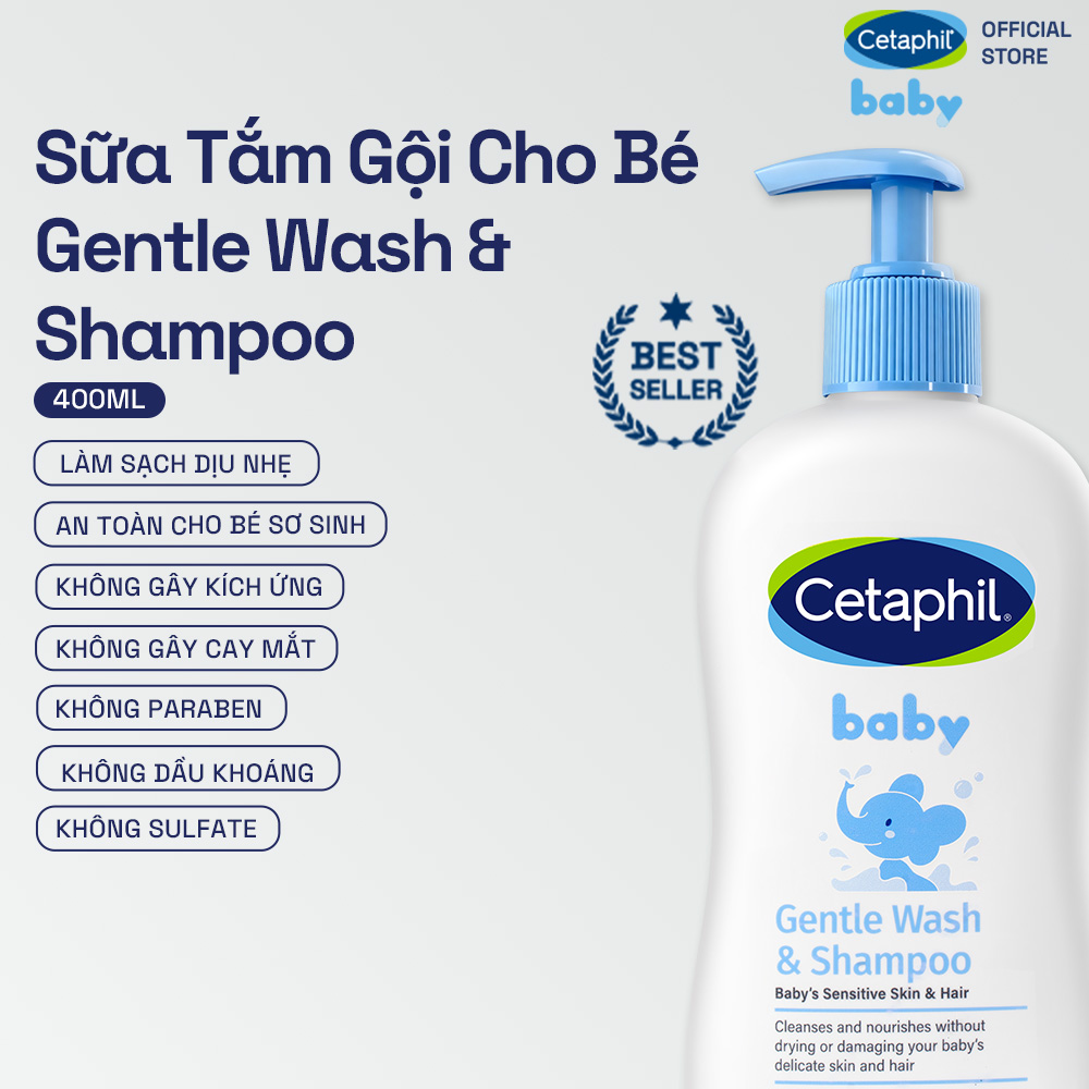 Sữa tắm gội dịu lành cho bé CETAPHIL BABY GENTLE WASH & SHAMPOO 400ML