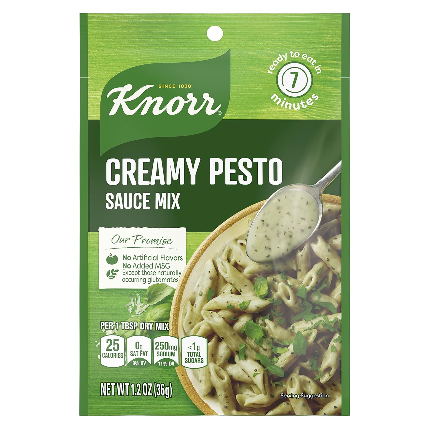 BỘT SỐT PASTA CREAMY PESTO Knorr Sauce Mix No Artificial Flavors No Added Msg KHÔNG BỘT NGỌT 39g (1.