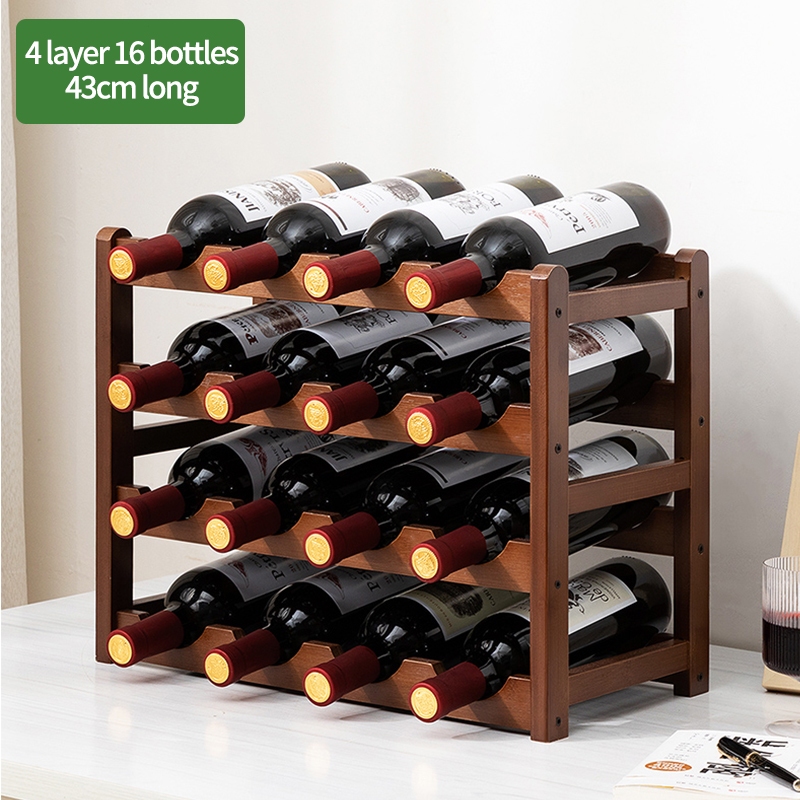 BOHO Kệ để rượu bằng gỗ tre Giá tre để rượu vang xếp tầng tối giản dùng cho nhà hàng khách sạn phong cách châu Âu