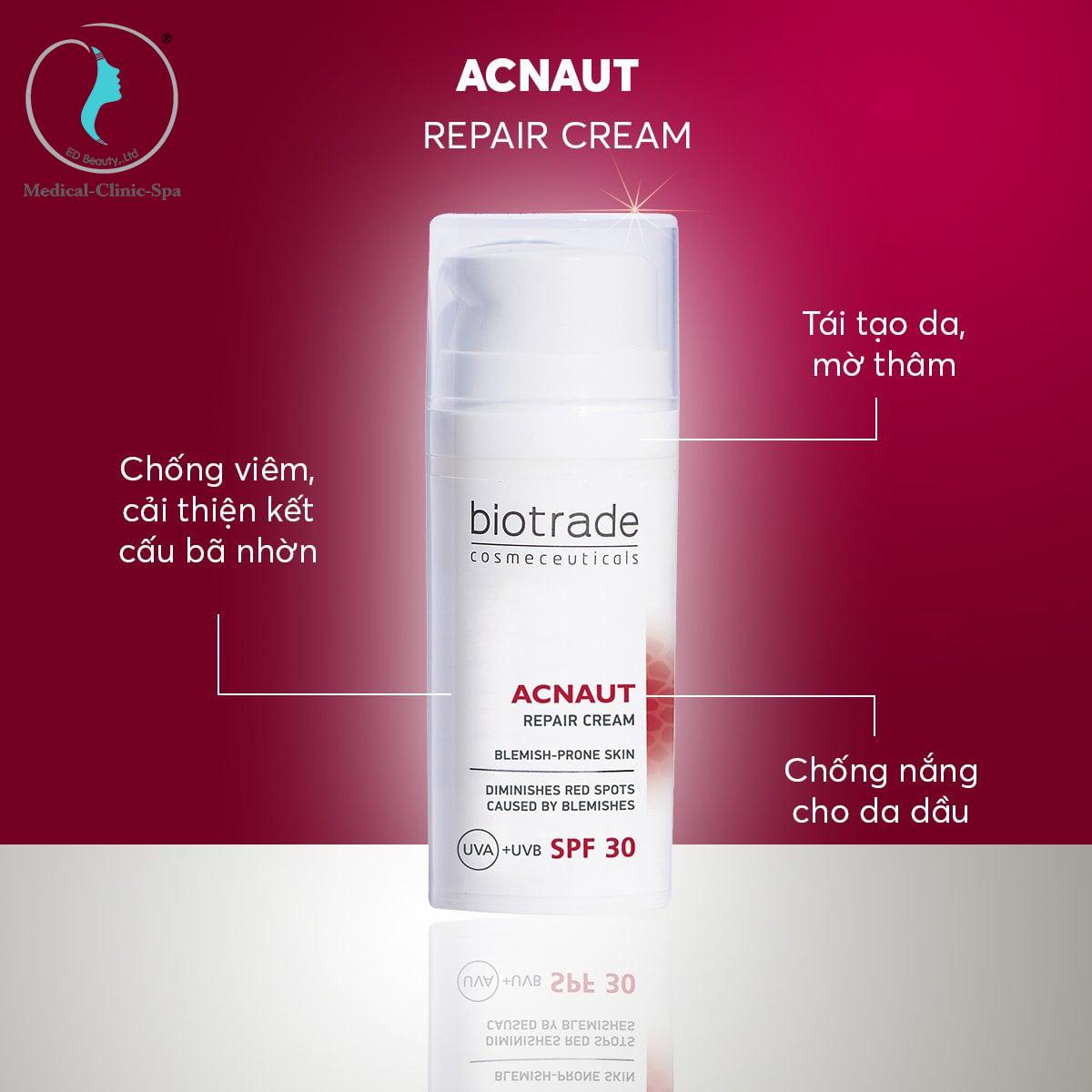 Kem tái tạo ngừa sẹo Biotrade Acnaut Repair Cream SPF 30 chống nắng