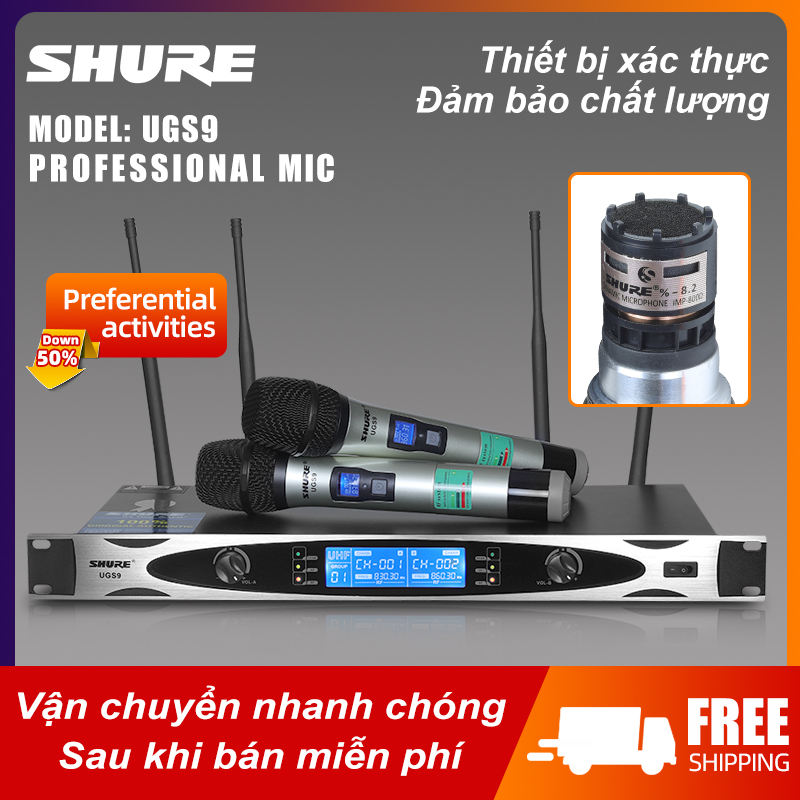 Micro Không Dây Shure - UGS9,Chính Hãng Cam Kết Mới Chống Hú Tốt Sóng UHF Thu Phát 4 Râu Cực Chuẩn Sóng Khỏe Chống Nhiễu Tốt Tặng 2 Chống Lăn Mic Và 2 Cặp Pin Chất Lượng Giá Rẻ Uy Tín Phù Hợp Cho Gia Đình Hàng Quán