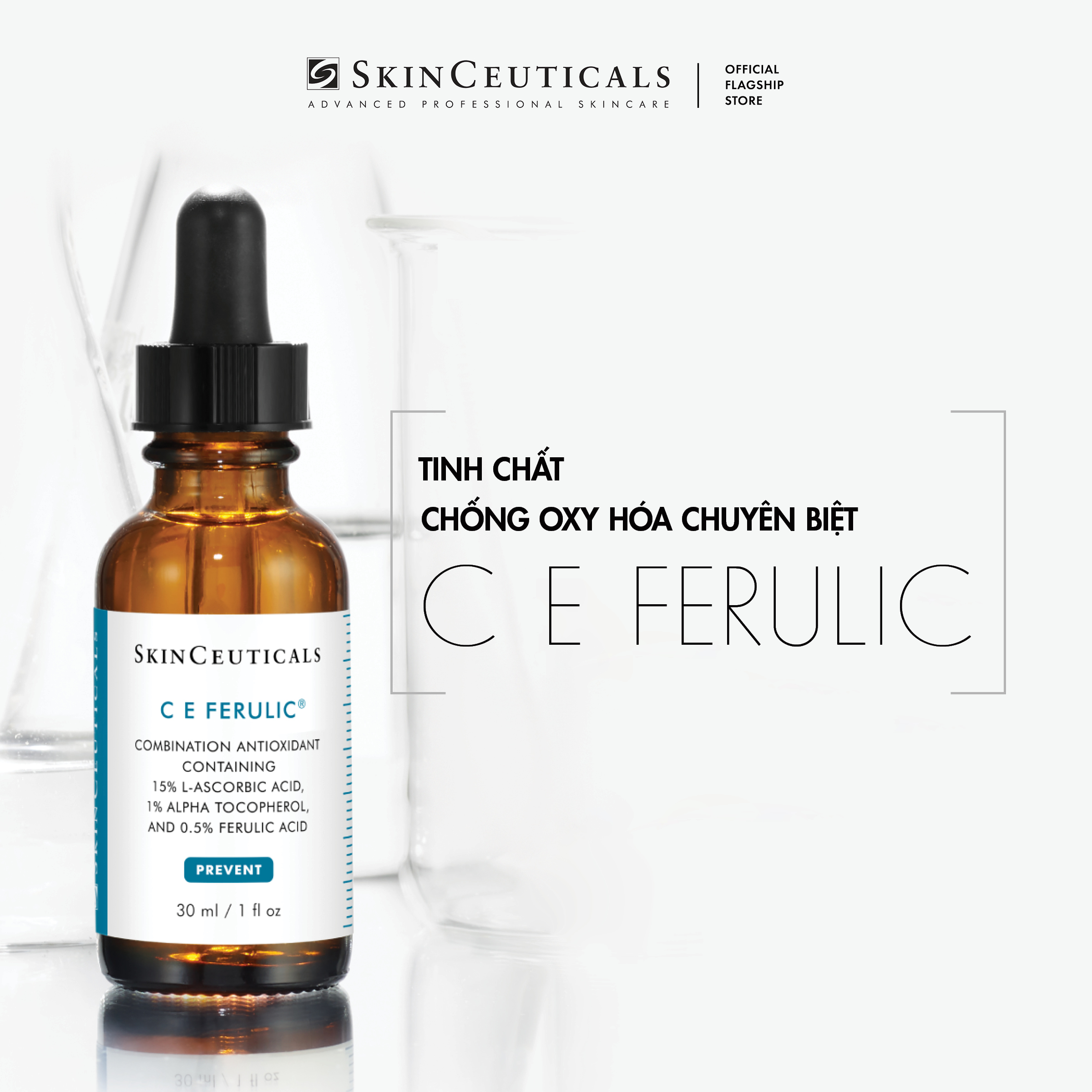 Tinh chất Vitamin C Skinceuticals C E Ferulic hỗ trợ ngăn ngừa tình trạng oxy hoá trên da giúp làn da trở nên khoẻ mạnh và săn chắc hơn 30ml