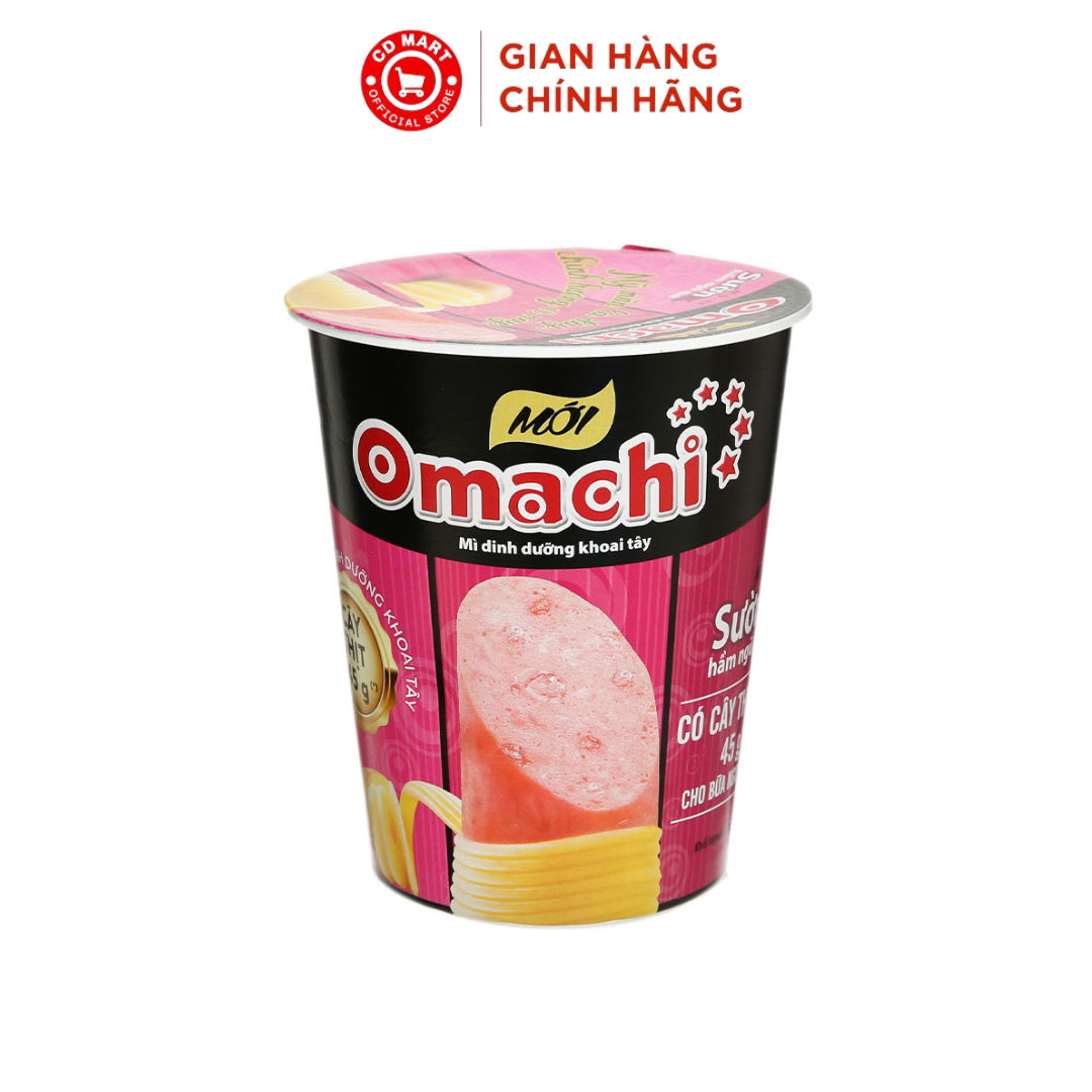 Mì ly khoai tây Omachi xúc xích xốt bò hầm & sườn hầm ngũ quả 115G (có cây thịt thật)