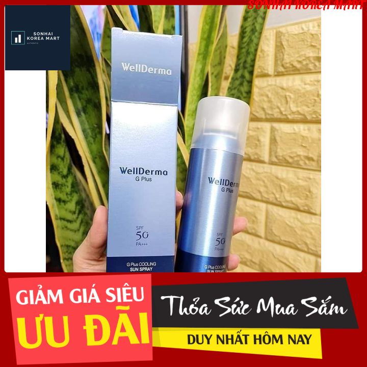 Xịt Chống Nắng Giảm Nhiệt Làm Mát Da Wellderma G Plus Cooling Sun Spray 180Ml