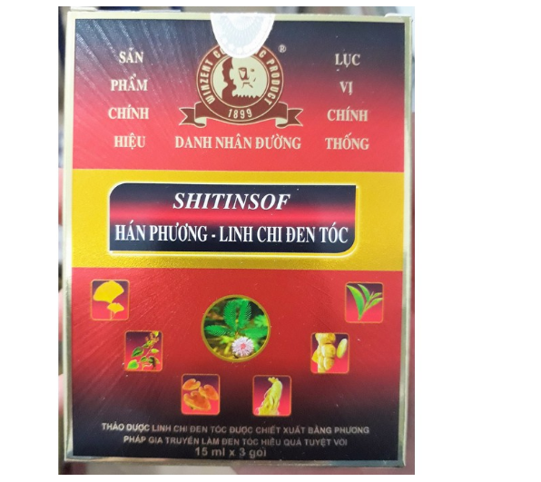 Nhuộm Tóc Màu Đen - Shitinsof Hán Phương Linh Chi Đen Tóc Danh Nhân Đường (Hộp 3 Gói X 15Ml)