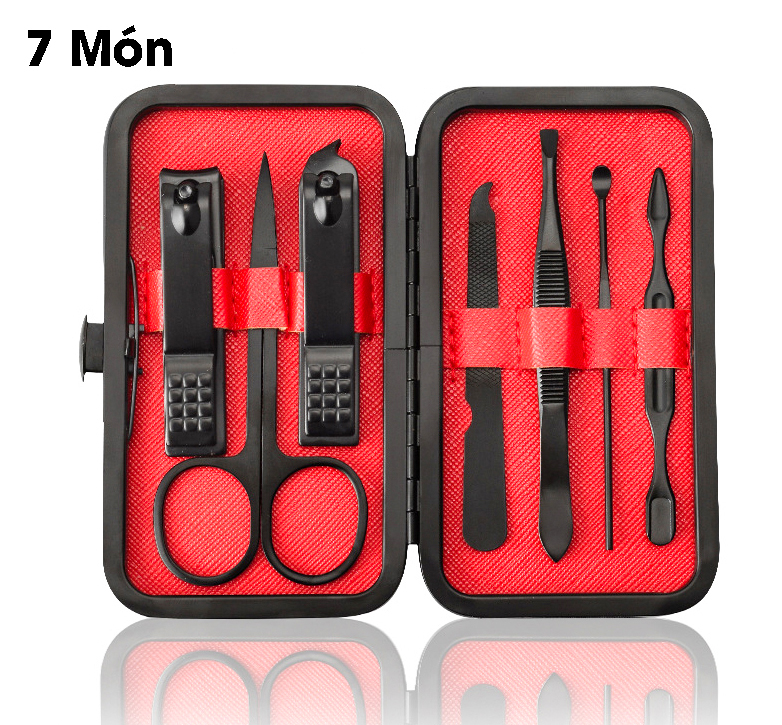 Bộ Dụng Cụ Cắt Bấm Dũa Móng Tay Hộp Da Màu Đen Sang Trọng Tiện Dụng