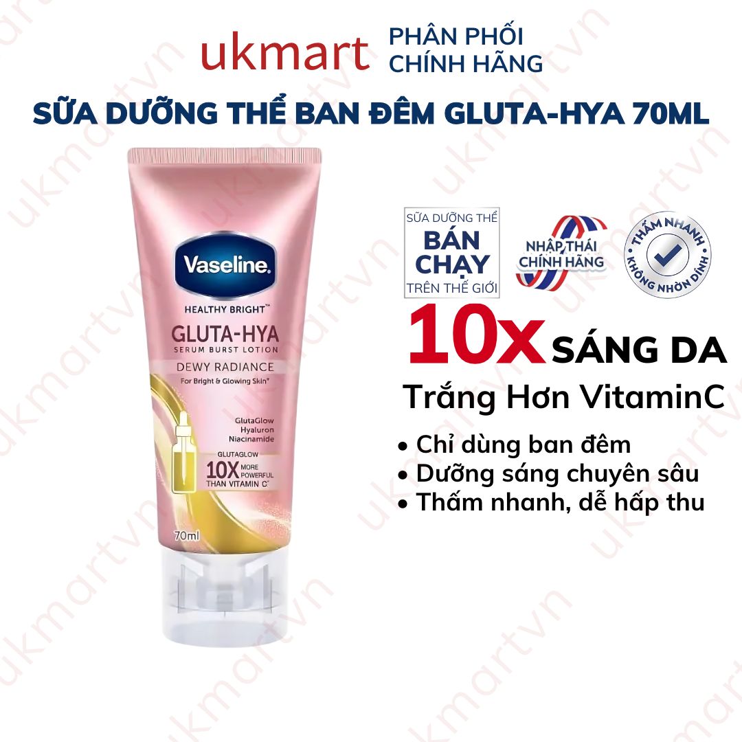 Serum Vaseline Gluta-Hya Dưỡng Da Sáng Mịn Sau 7 Ngày 330ml