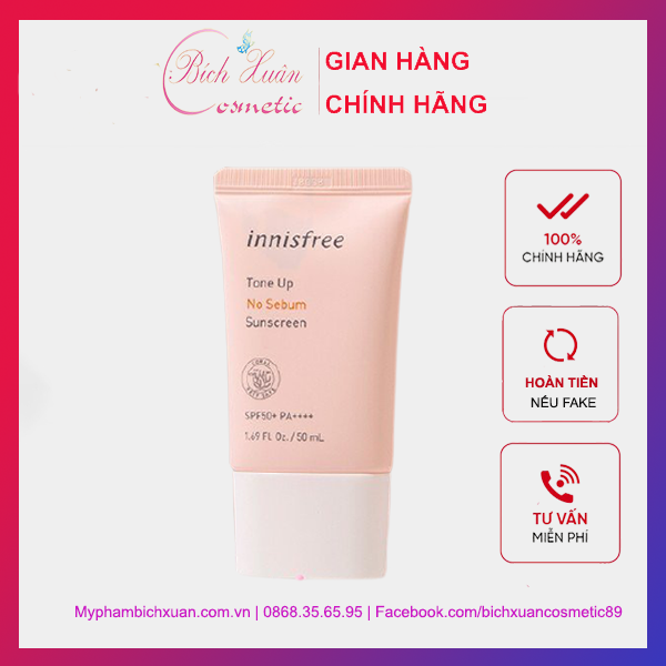 Kem Chống Nắng Kiềm Dầu Nâng Tông Da Innisfree Tone Up No Sebum 50ml Màu Hồng Siêu Xinh Kem Chống Nắng Kiềm Dầu Nâng Tông Da Innisfree Tone Up No Sebum 50ml Màu Hồng Siêu Xinh