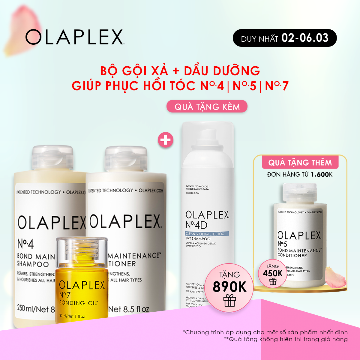 Dầu gội Olaplex No.4 + Dầu xả Olaplex No.5 + Dầu dưỡng bóng mượt Olaplex No.7