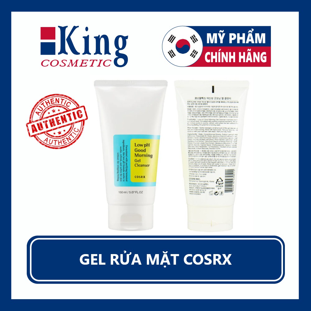 Gel sữa rửa mặt dịu nhẹ Cosrx Low Ph Good Morning Gel Cleanser 150ml
