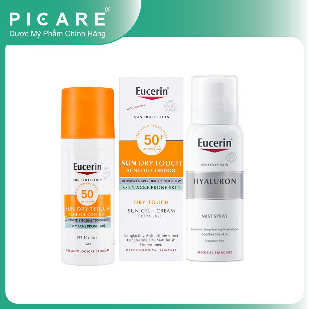 [Mua 1 Tặng 1]Eucerin Kem Chống Nắng Cho Da Nhờn Mụn Sun Oil Dry Touch SPF50+50ml Tặng Xịt Khoáng Dưỡng Ẩm Hyaluron 50ml
