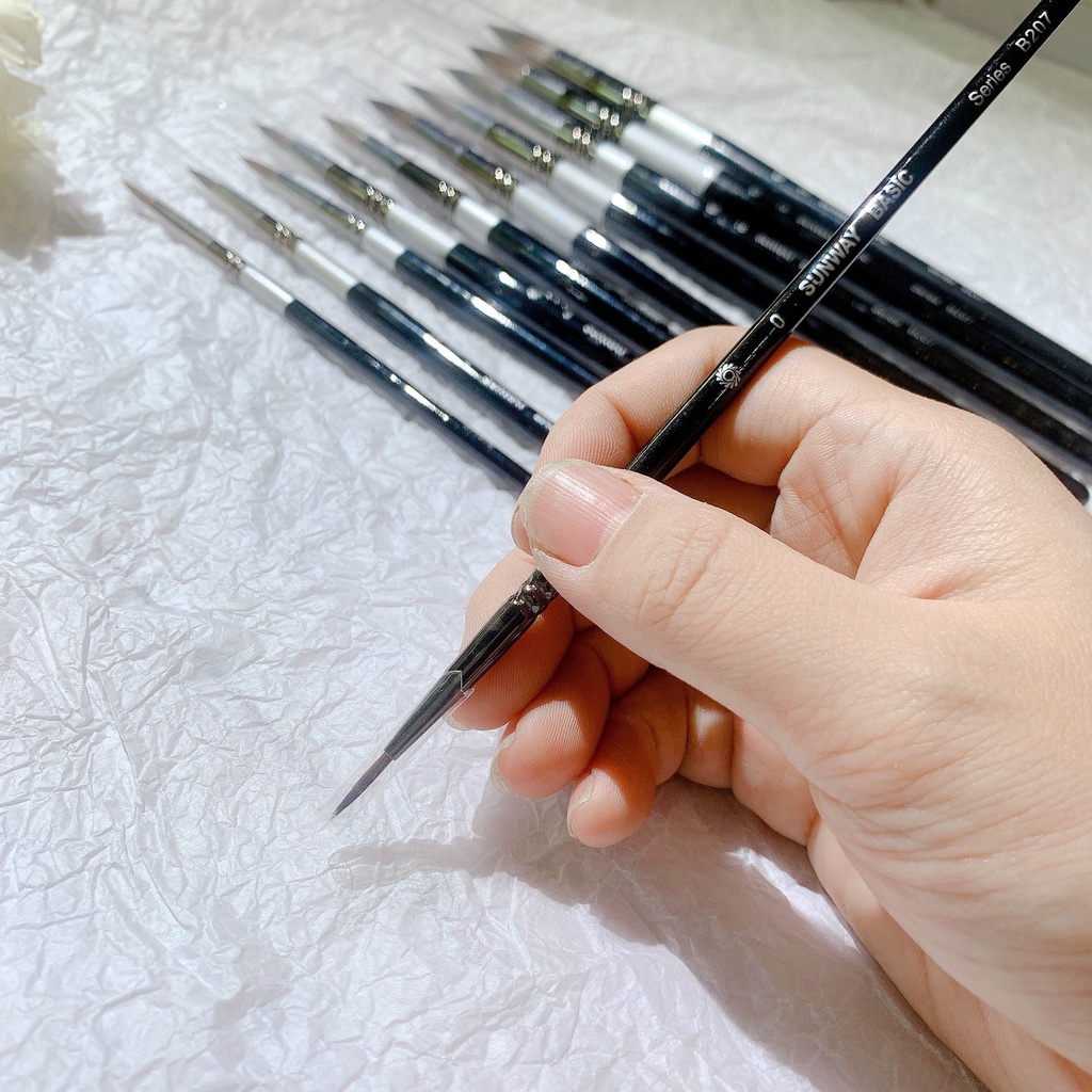 Cọ vẽ Đầu Tròn SUNWAY  B207 - Cọ Lông Sóc Vẽ Màu Nước