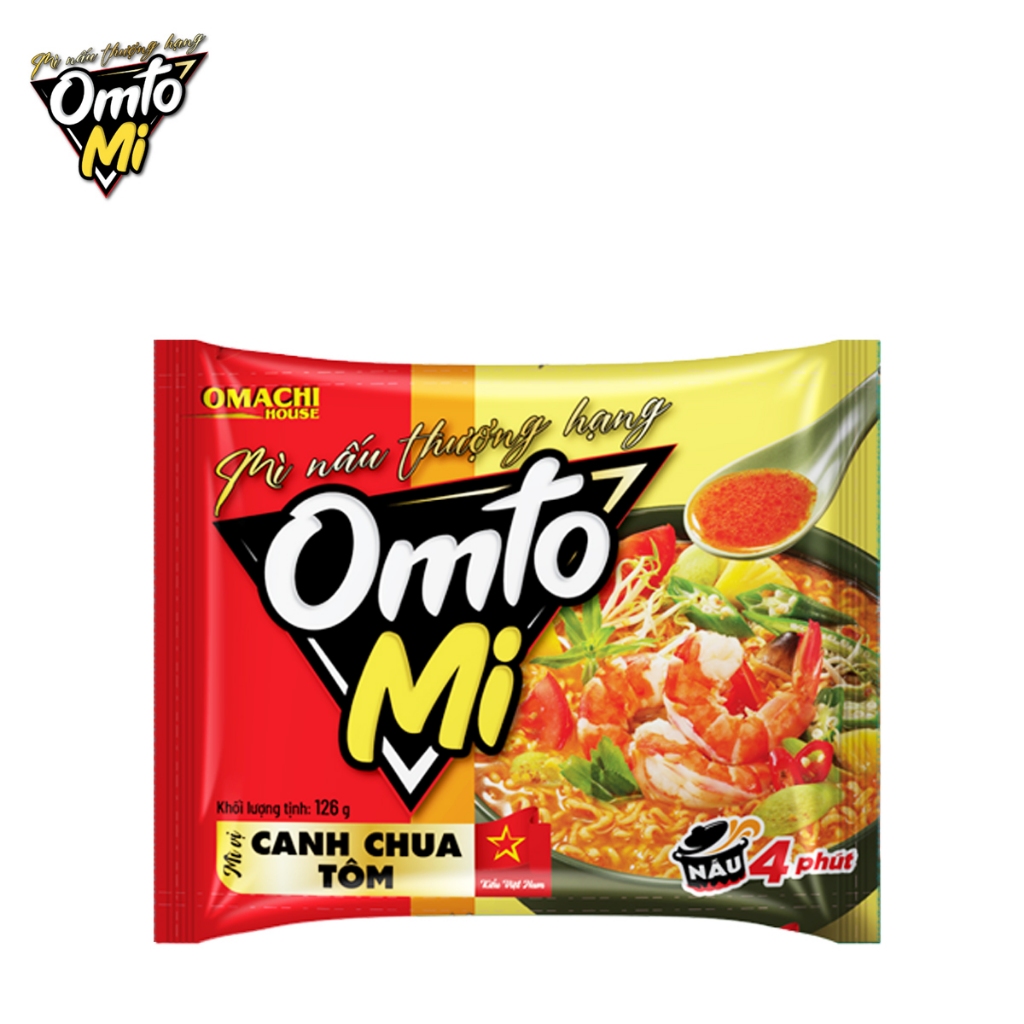 Mì canh chua tôm - Mì nấu thượng hạng Omto Mì (OMACHI HOUSE) gói 126g - BAT MUOI
