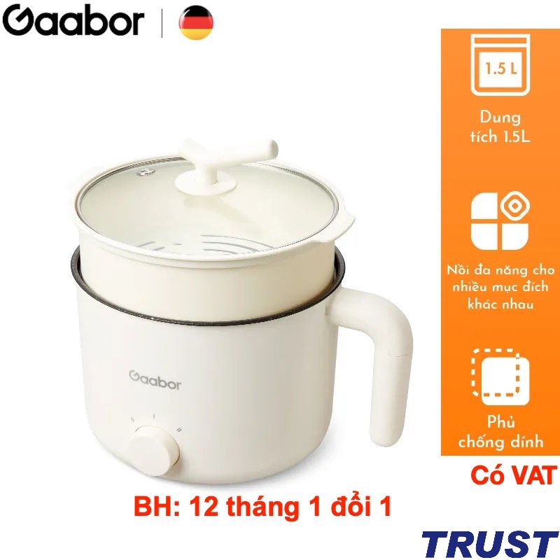 Nồi điện đa năng 15L Gaabor GR-N15A phủ lớp chống dính 600W 2 mức nhiệt - Chính hãng