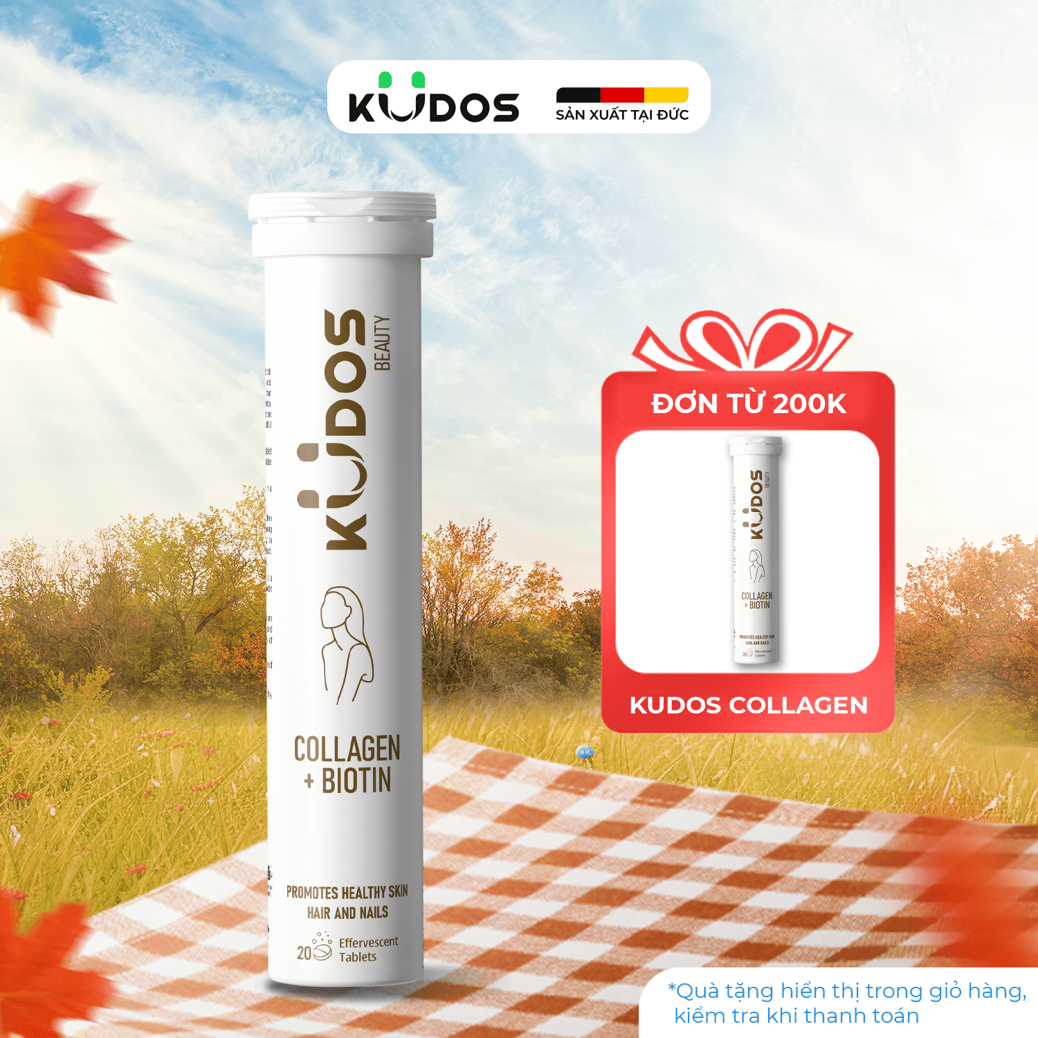 Thực phẩm bảo vệ sức khỏe KUDOS BEAUTY COLLAGEN + BIOTIN (20 viên/tuýp)