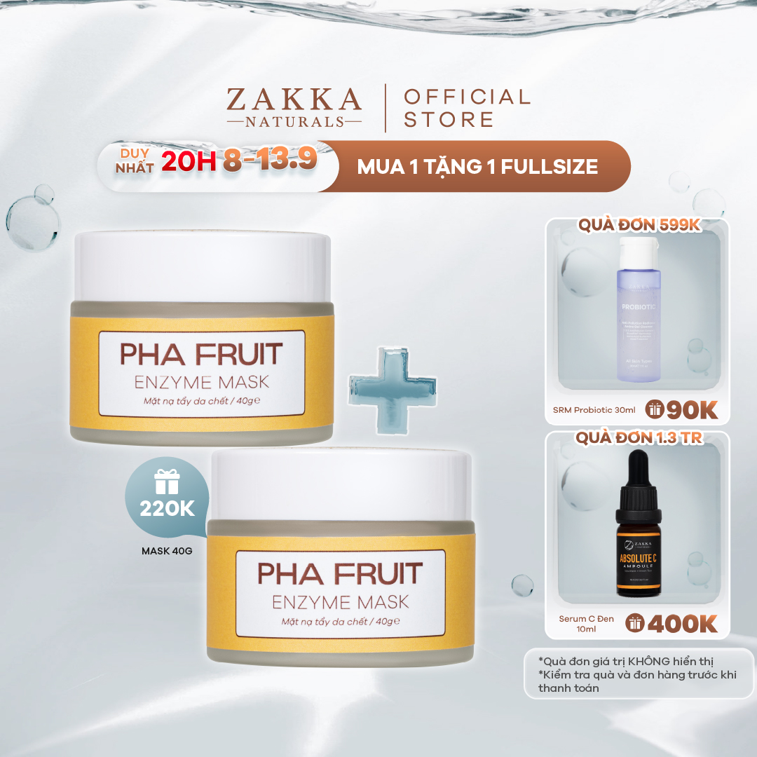 Mặt Nạ Enzyme Trái Cây Zakka Naturals Làm Sạch Mềm Da Tẩy Tế Bào Chết PHA Fruit Enzyme Mask 40g