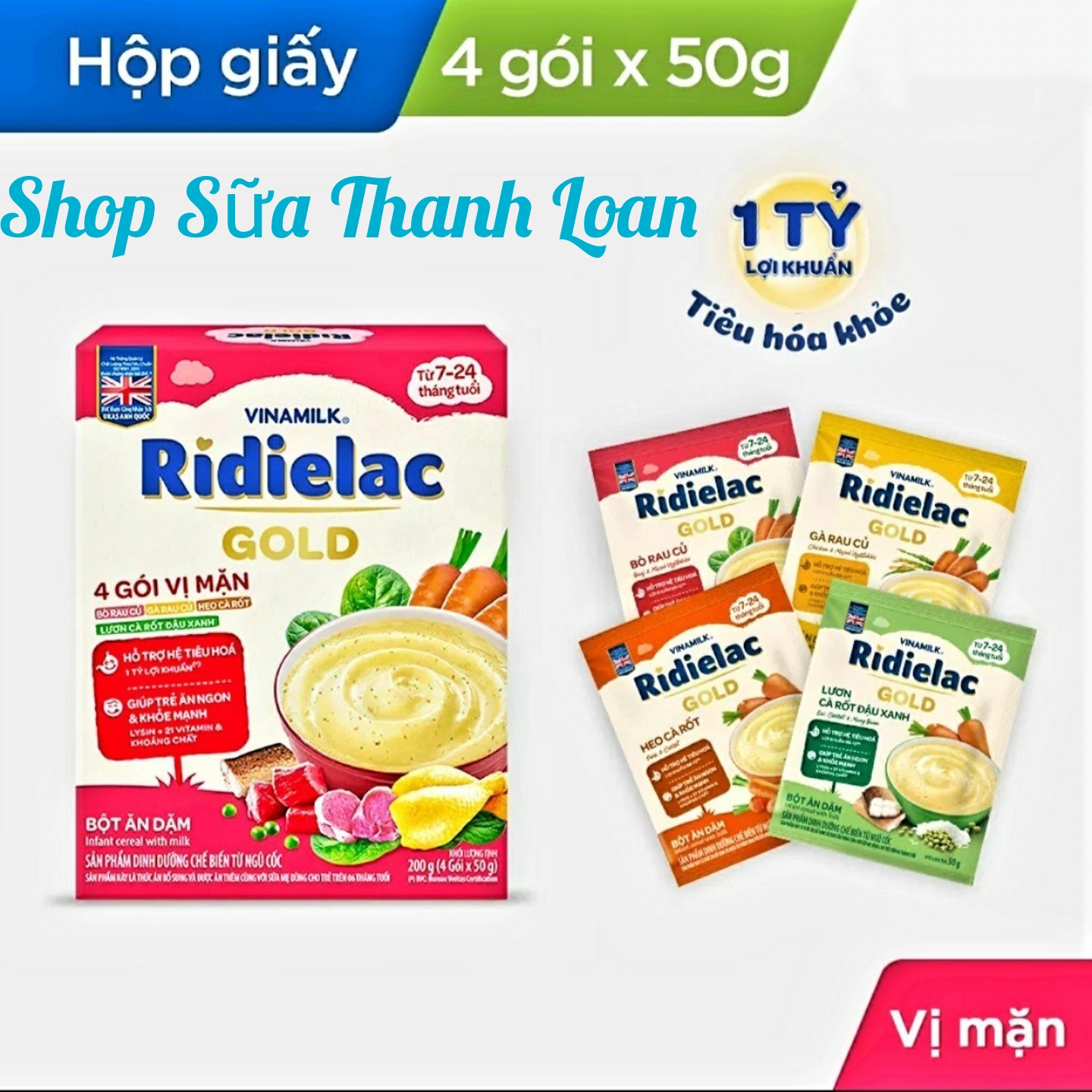 Bột Ăn Dặm VINAMILK RIDIELAC GOLD 4 Vị Mặn 200g.