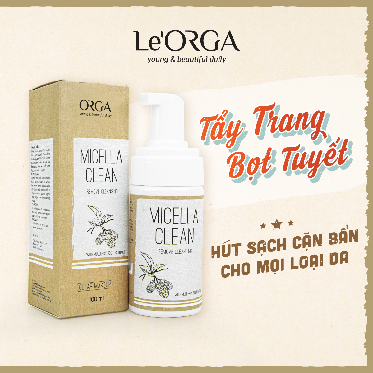 Sữa Rửa Mặt Tẩy Trang Orga - Micella Clean ( 100Ml )