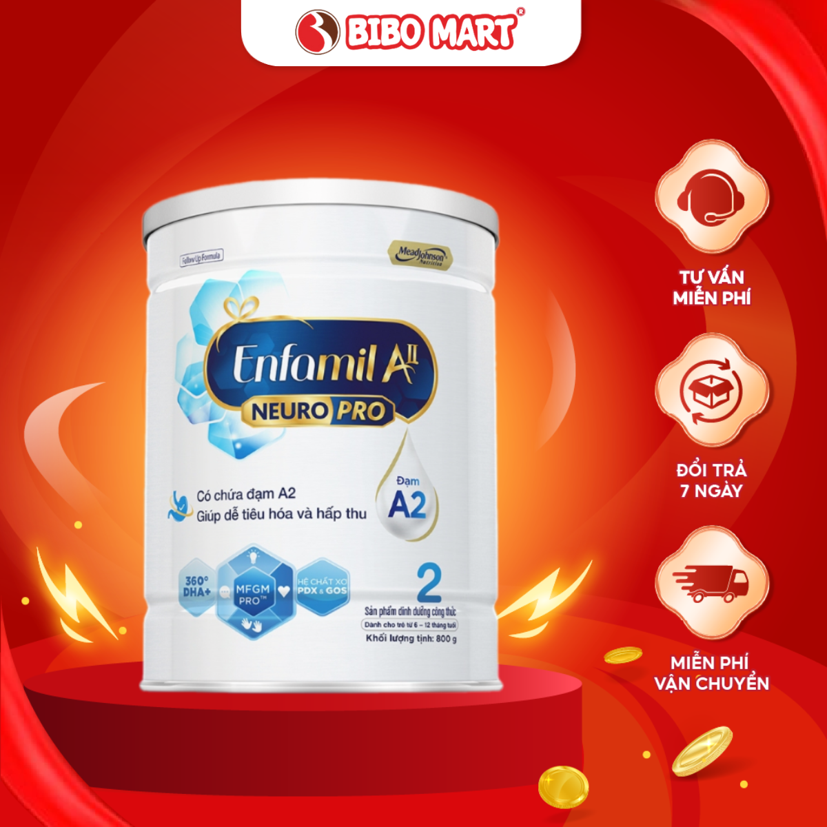 Sữa Bột Enfamil A2 Neuropro 2 Dành Cho Trẻ Từ 6-12 Tháng – 800g - Bibo Mart