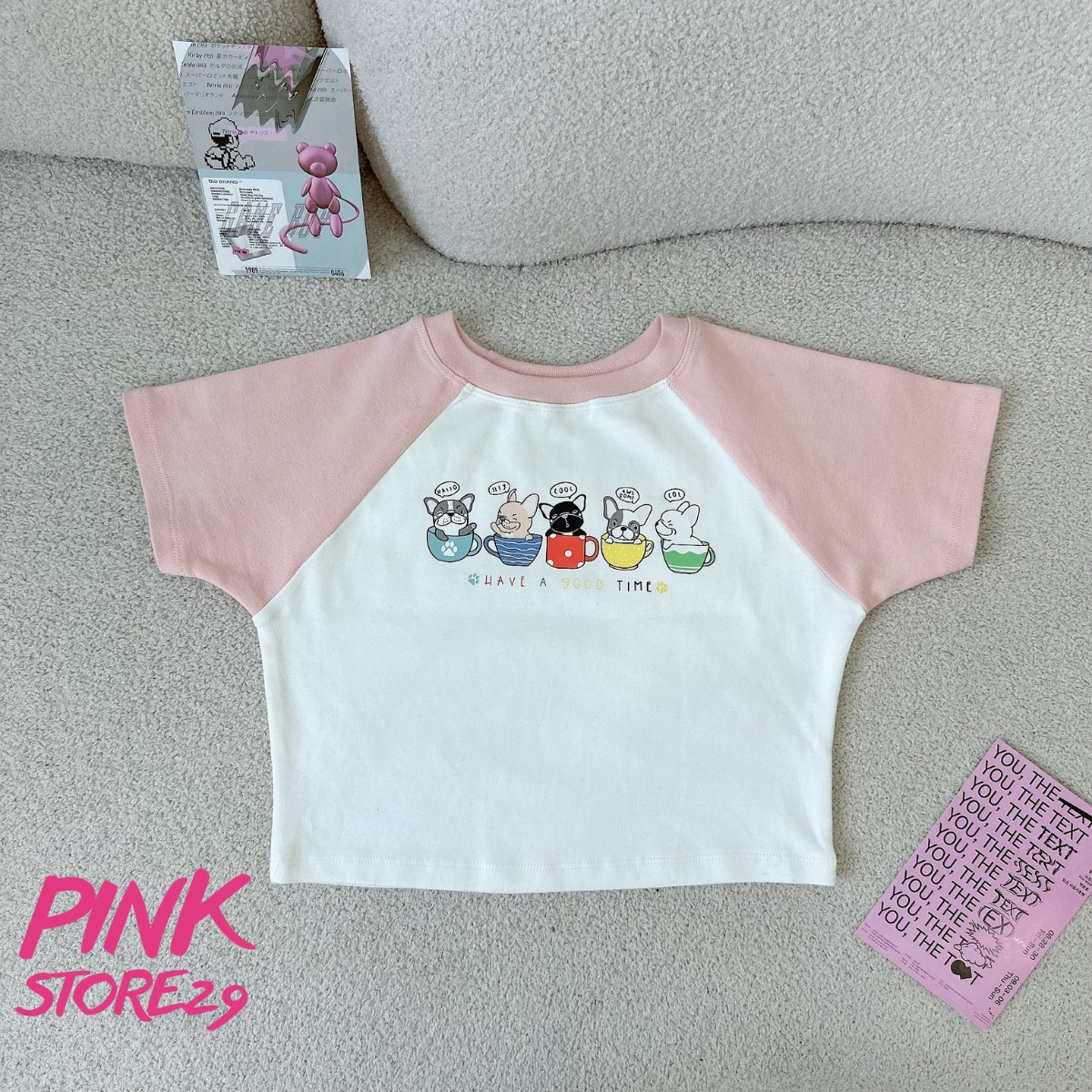 Áo Croptop Tay Raglan PINKSTORE29 In Hình Icon Chibi Dễ Thương A5964