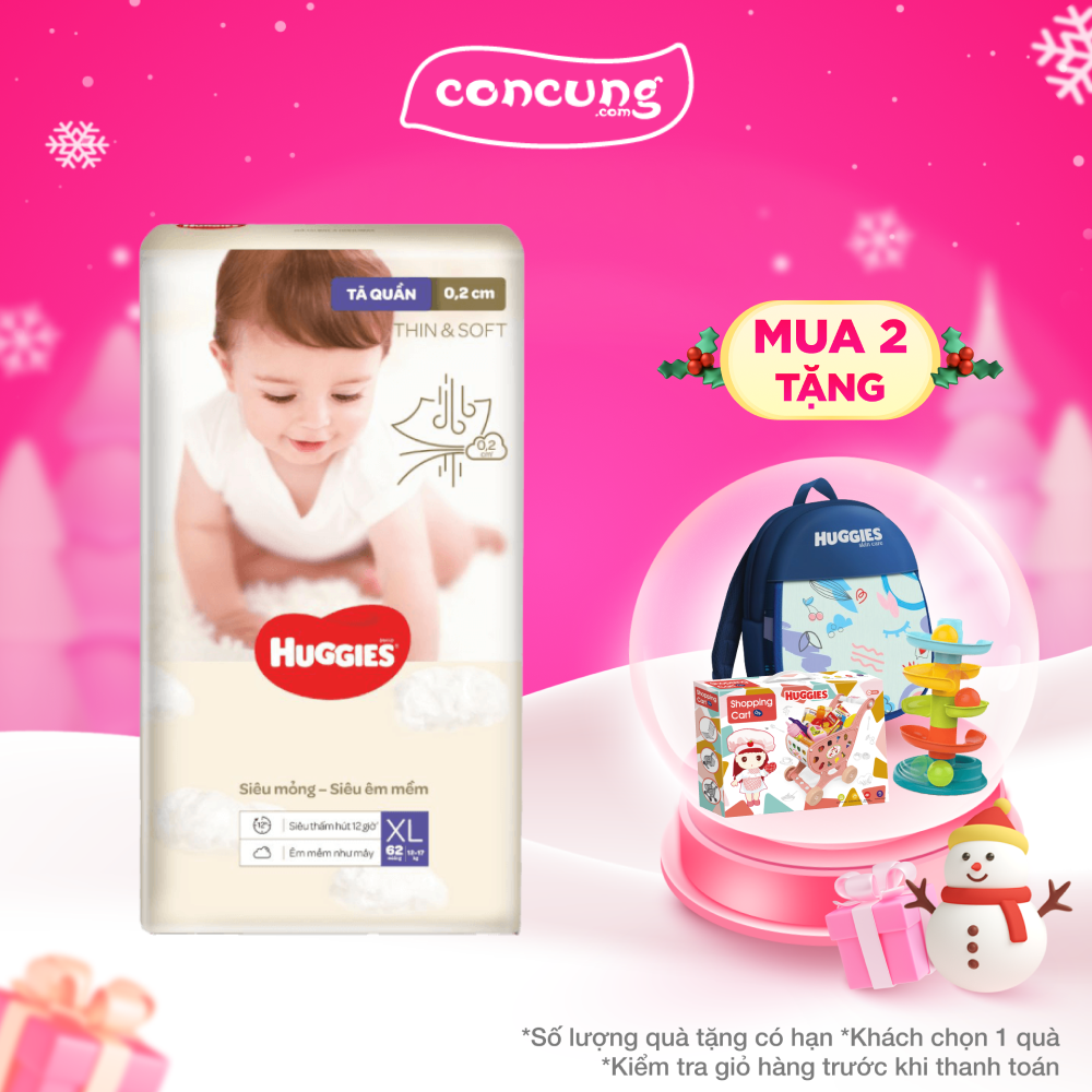 Tã quần Huggies Thin & Soft (XL 12-17kg 62 miếng)