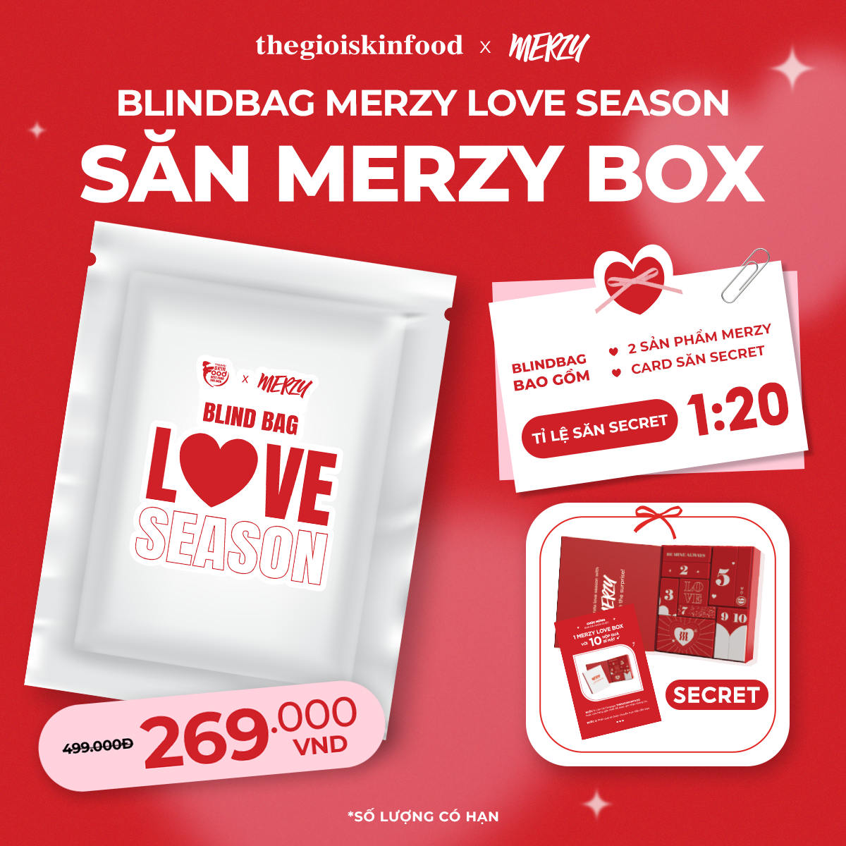 [BLIND BAG] Túi Sản Phẩm Trang Điểm Merzy Love Season - Săn Merzy Box