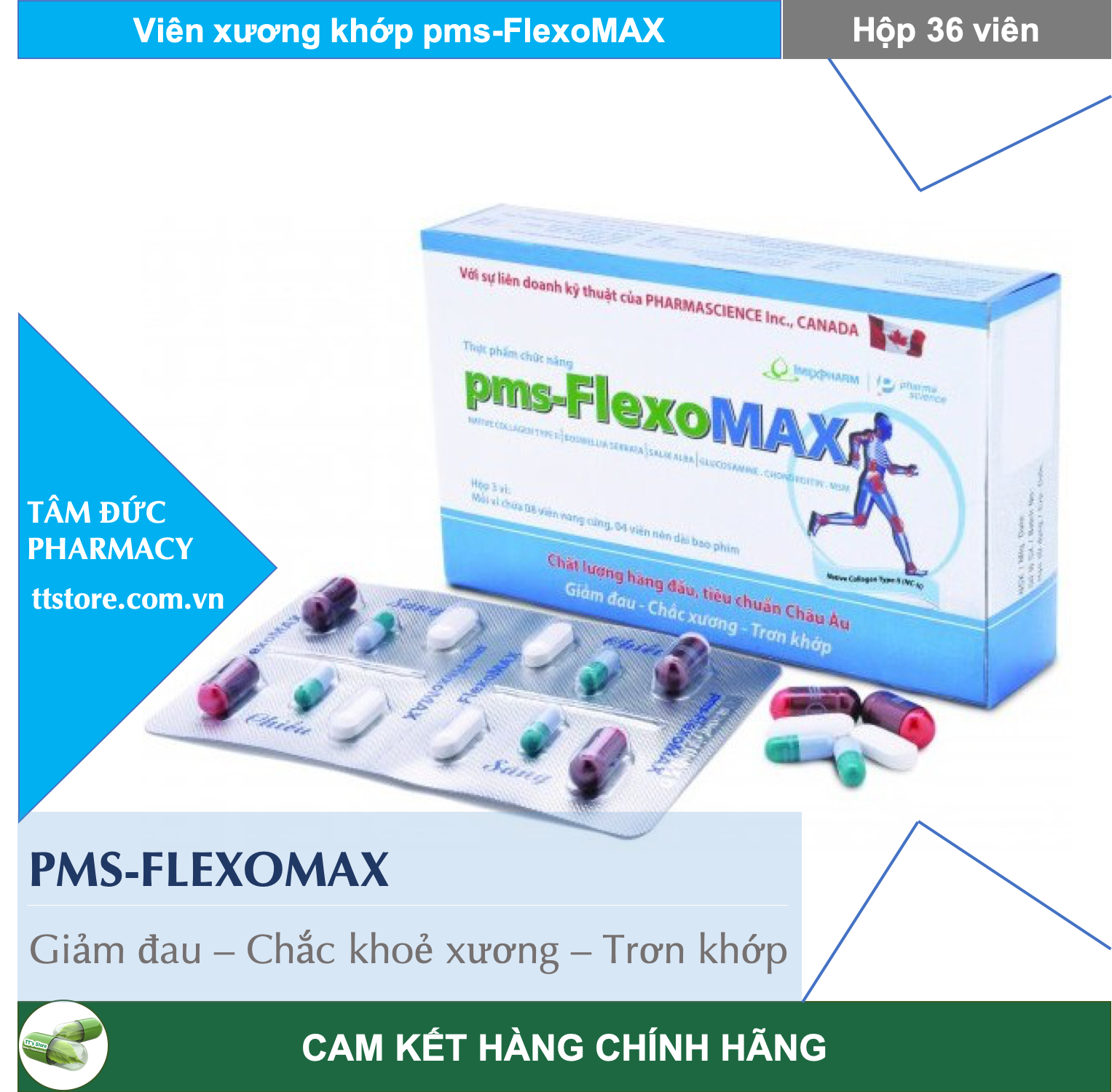 [Hcm]Pms - Flexomax [Hộp 36 Viên] - Giảm Đau Chắc Xương Trơn Khớp [Plexomax / Flexomax / Glucosamin]