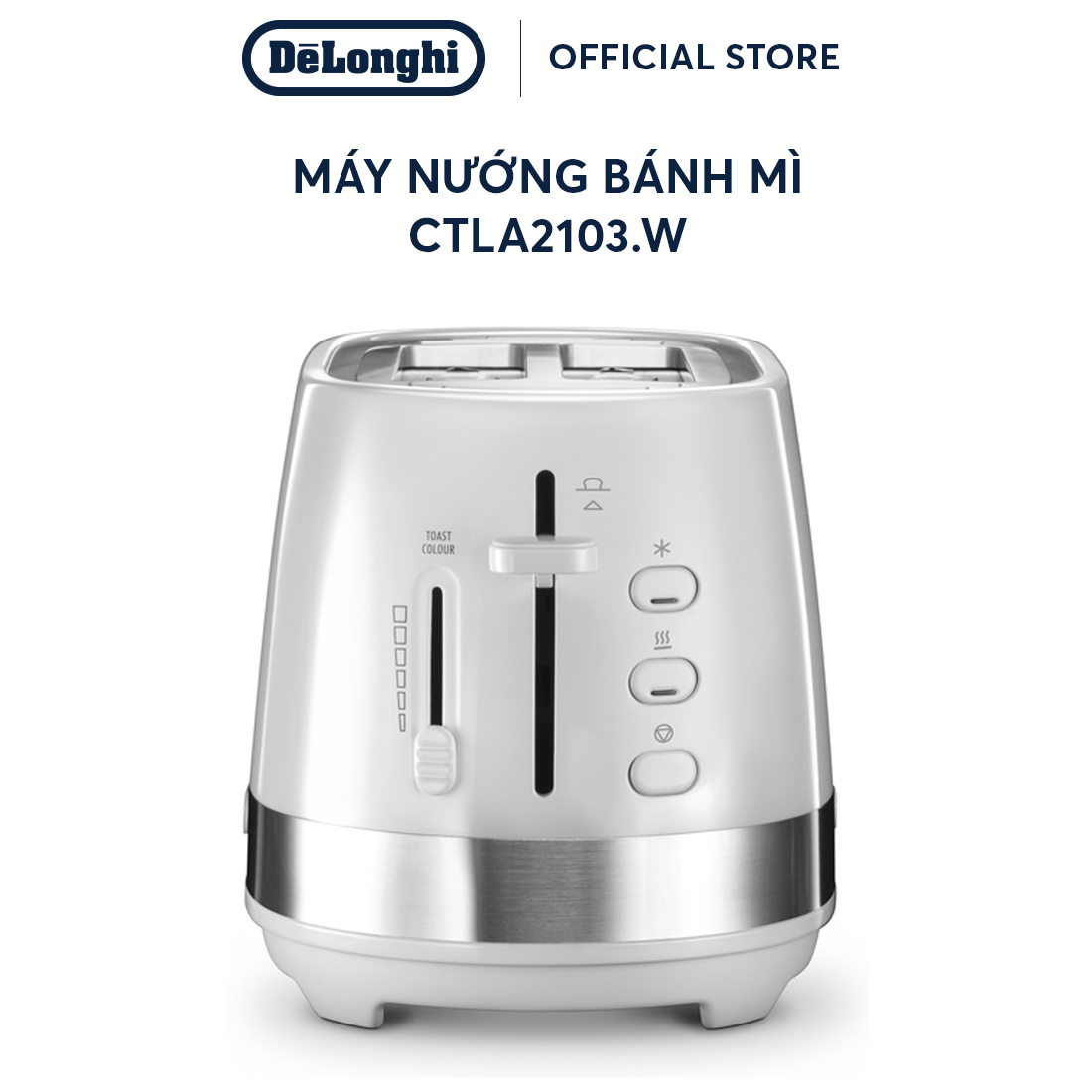 Máy nướng bánh mì DeLonghi CTLA2103.W - 2 khe, 800W, màu trắng, đen, đỏ