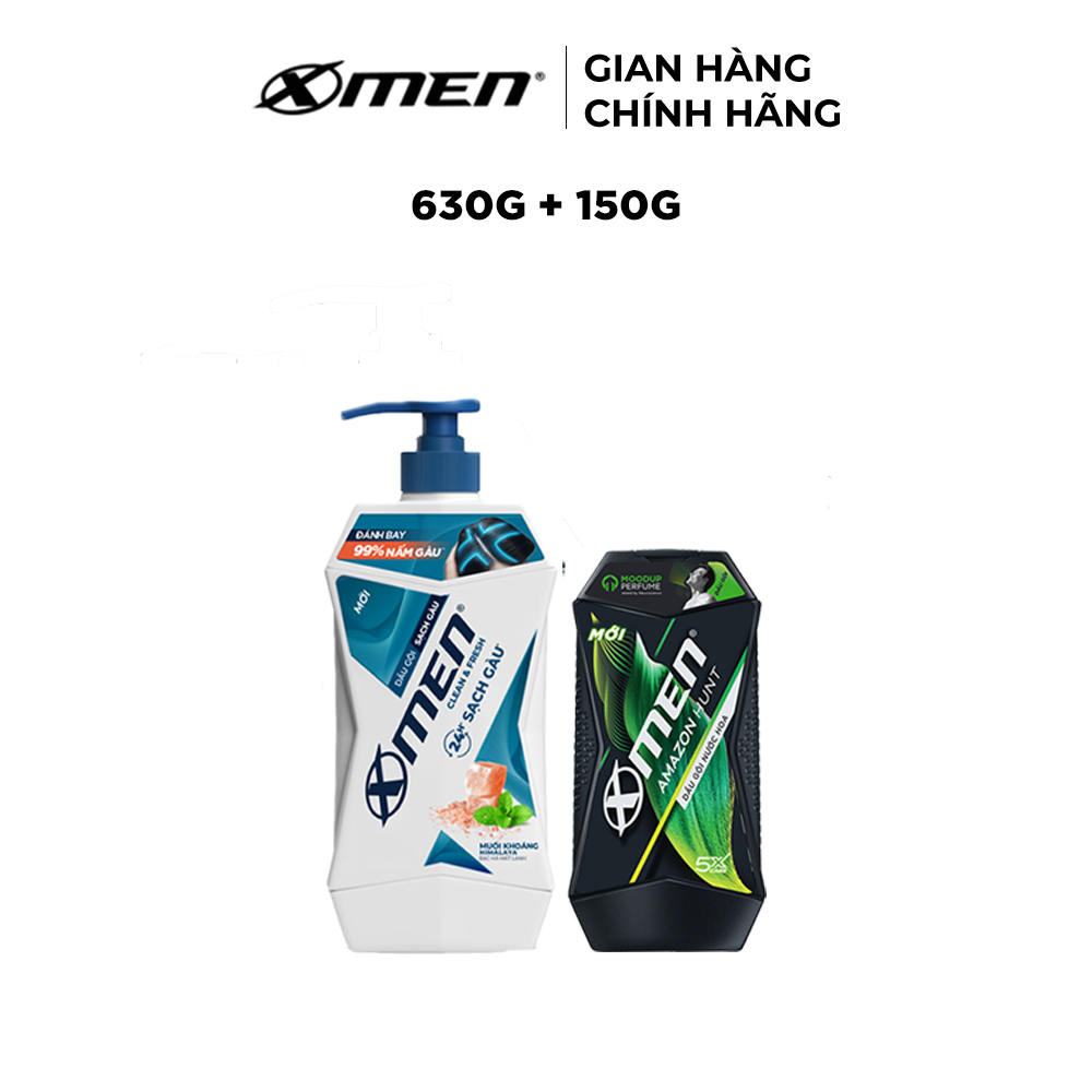 Combo Xmen Clean & Fresh Tắm gội dưỡng 3in1 610g/ Tắm gội 2in1 610g/ Dầu gội sạch gàu 630g + Dầu gội