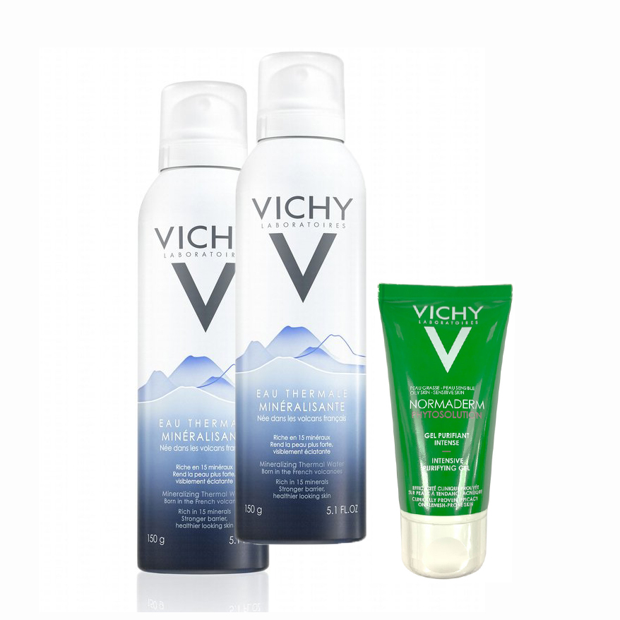 [Hcm]Bộ Sản Phẩm Vichy 02 Cấp Ẩm & Làm Sạch Da 3 Món 02 Thermal Spa Water 150Ml + Normaderm Phytosolution Intensive Purifying Gel 50Ml