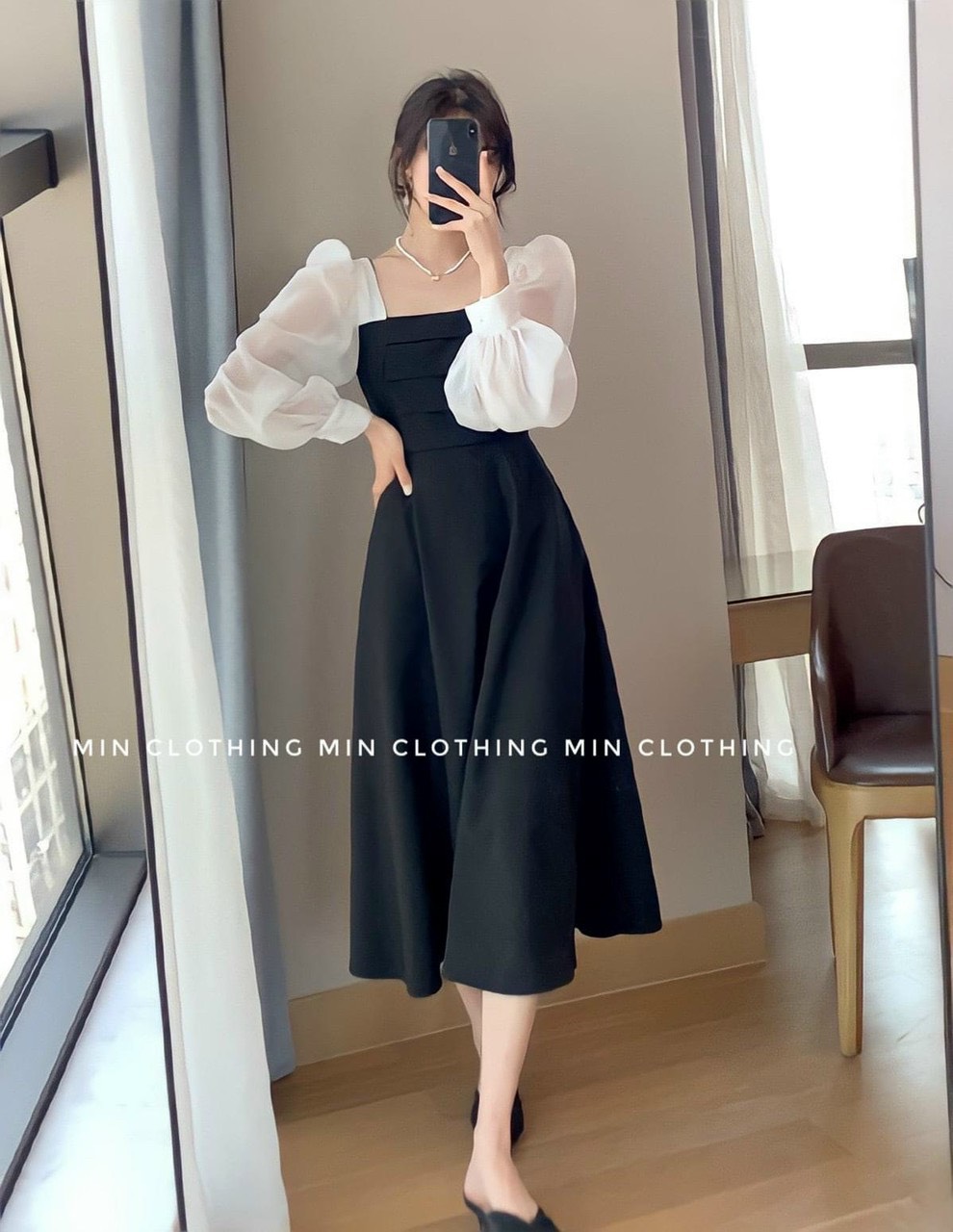 Váy babydoll dáng dài đầm hoa nhí trắng đen hàn quốc dài tay vintage tiểu  thư đẹp kozoda D9  Shopee Việt Nam