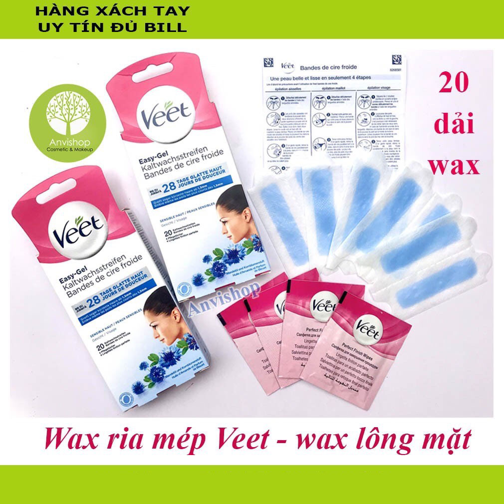 Wax Ria Mép Veet Miếng Wax Lông Mặt Veet Loại 20 Dải Sáp