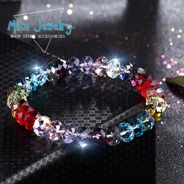 [HCM]Vòng tay handmade pha lê Swarovski cao cấp loại bánh cam dẹp 8li (cam kết chuẩn pha lê swarovsk