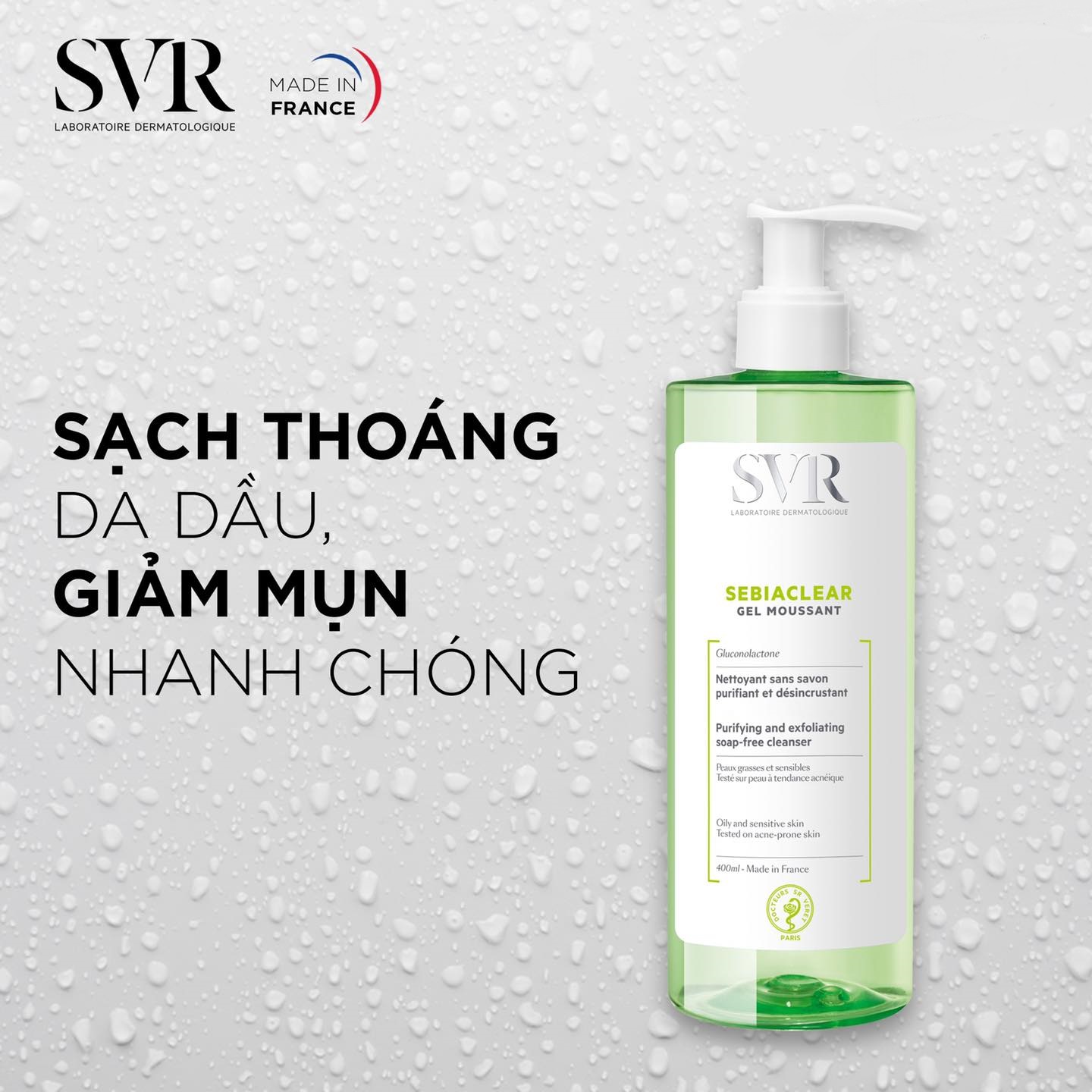 Gel Rửa Mặt Svr Sebiaclear Gel Moussant Kh&Ocircng Chứa X&Agrave Ph&Ograveng 400Ml.