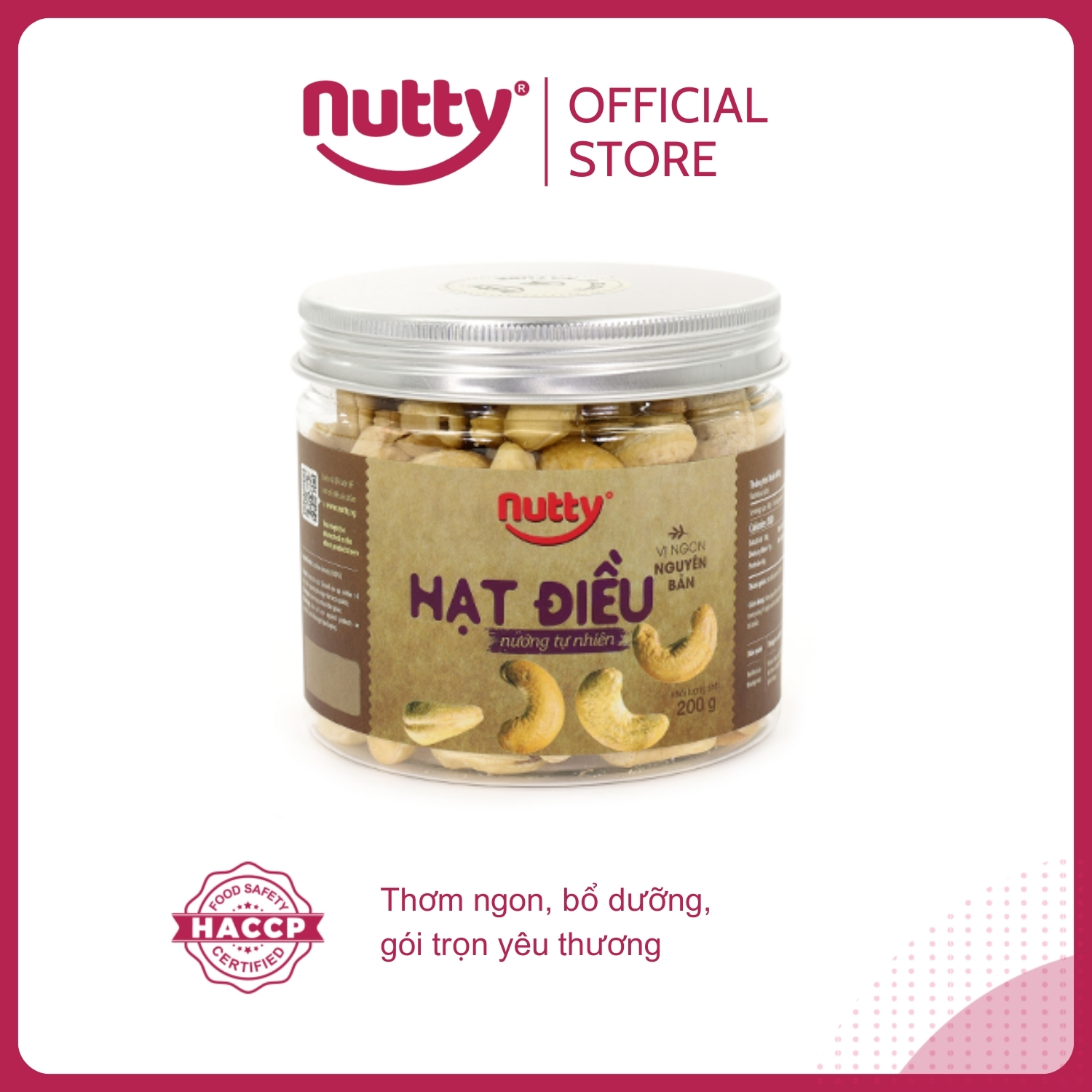 Hạt điều nướng tự nhiên Nutty - Hạt điều Bình Phước tách vỏ nướng nguyên vị - Hạt dinh dưỡng tốt cho