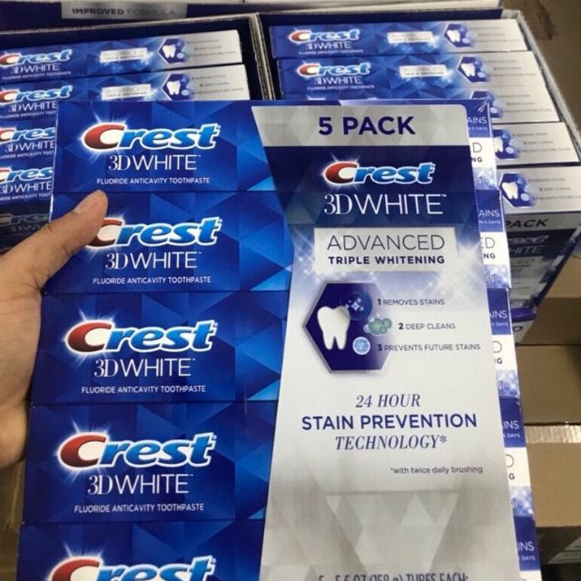 [HCM]{Cam Kết Chính Hãng} Kem đánh răng Crest 3D White – Mẫu mới – HÀNG MỸ – 158g – 5.6 oz – Date: 2022