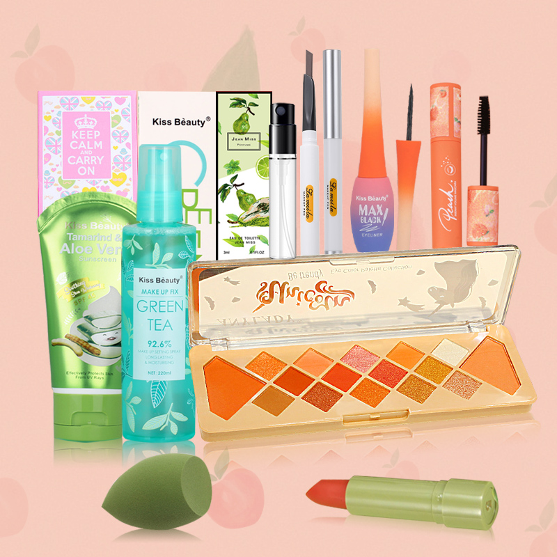 [HCM]【Kiss Belle Shop】Trọn bộ mỹ phẩm cá nhân – 10 món kem BB + Mút tán + Xịt trang điểm (Trà xanh) + Chì kẻ mày + Nước hoa 3ml + Bảng mắt 16 màu + Kẻ mắt + Mascara + Son môi(Màu ngẫu nhiên)+ 50 tờ giấy thấm dầu