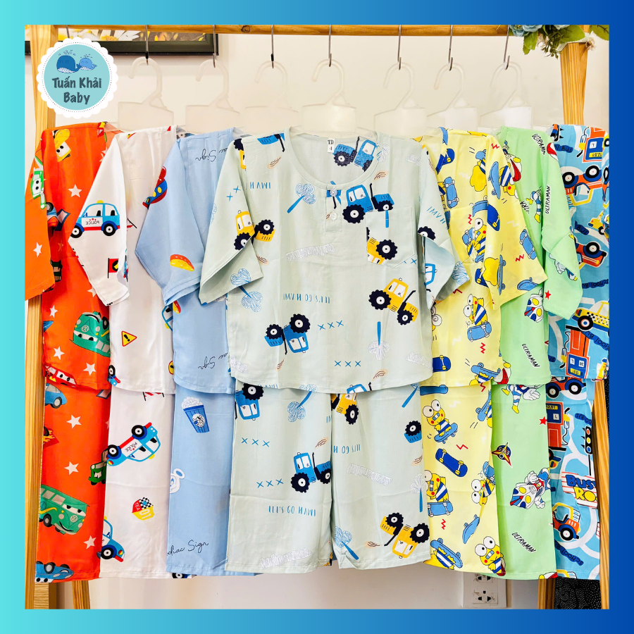Set 3 Bộ đồ Tole Bé Trai Tay Dài - Có 14 Size cho bé 5-45kg - Chất vải tole lanh 2 da mềm mại thoáng