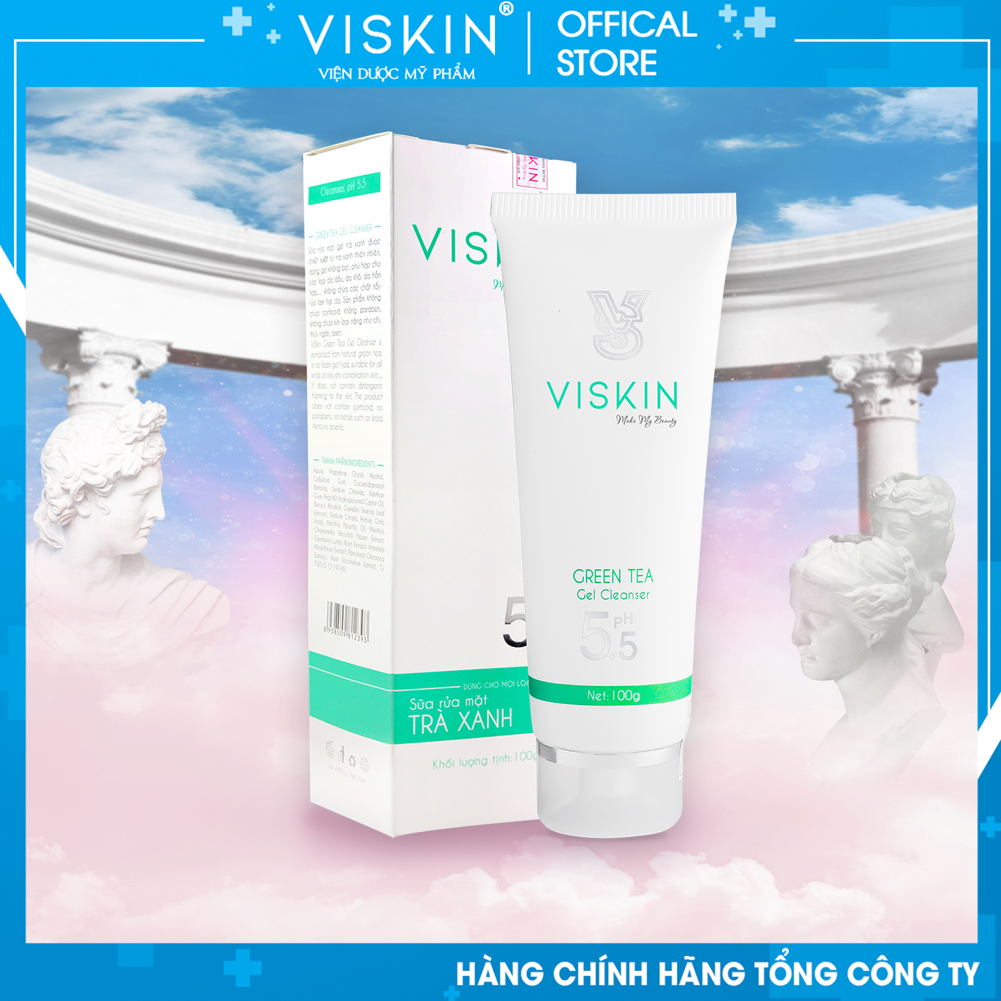 [Hcm][Chính Hãng] Sữa Rửa Mặt Trà Xanh Viskin - Viskin Green Tea Gel Cleanser