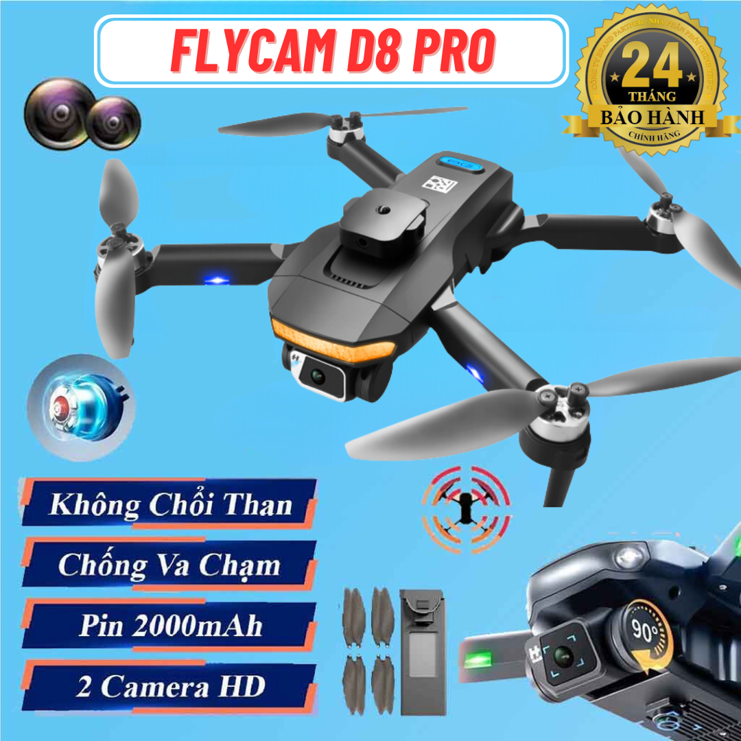 Máy bay camera Flycam D6 Pro điều khiển từ xa có camera tích hợp cảm biến chống va chạm flycam mini 