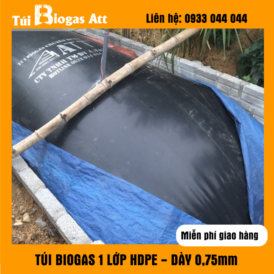 Tặng bình lọc khí 1kg - Túi Biogas HDPE 20 khối 2mx20m. Giải pháp xử lý chất thải chăn nuôi siêu tiế