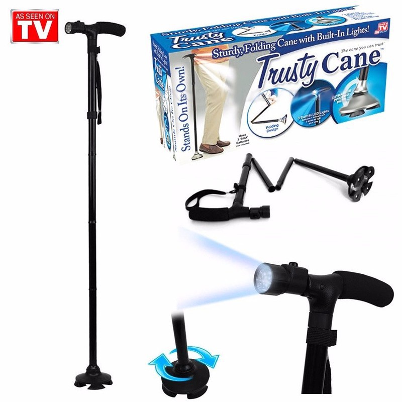 [Hcm]Gậy Trusty Cane Có Thể Gập Lại Với 3 Dẫn Có Thể Gấp Gọn Cho Người Già Cao Tuổi Gậy Chống Lưng Cho Người Già