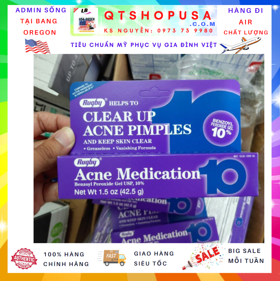 Kem ngăn ngừa mụn Rugby Clear Up Acne Medication 10