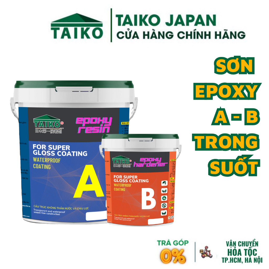 Sơn Chống Thấm Nền Gạch TAIKO Epoxy-Chống Thấm Epoxy Trong Suốt 1 Lítchống thấm mặt sàn nhà vệ sinh