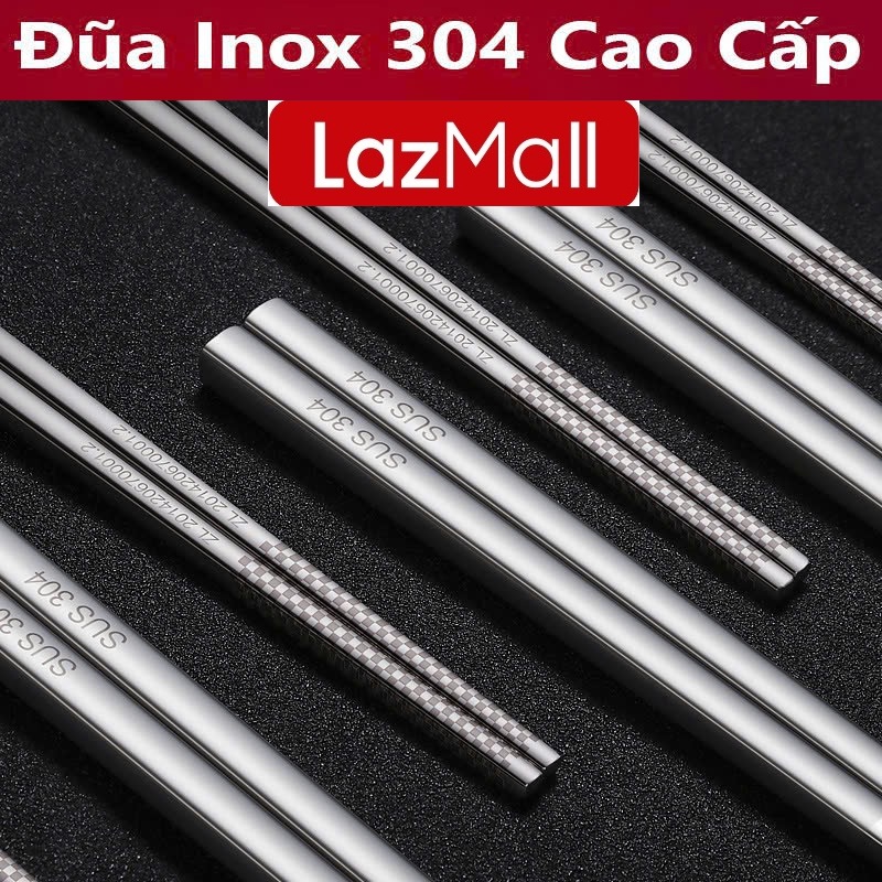 Deal Giảm Giá Aeon Laz-MaLL 5 Đôi Đũa Inox Sus 304 Cán Vuông 23.5Cm Chống Trượt Thiện Với Môi Trường