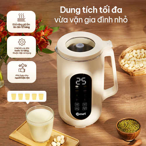 Máy làm sữa hạt đa năng 9in1 Comet nấu sữa hạt sữa đậu nành cháo ăn dặm sinh tố 1200ml - CM9216