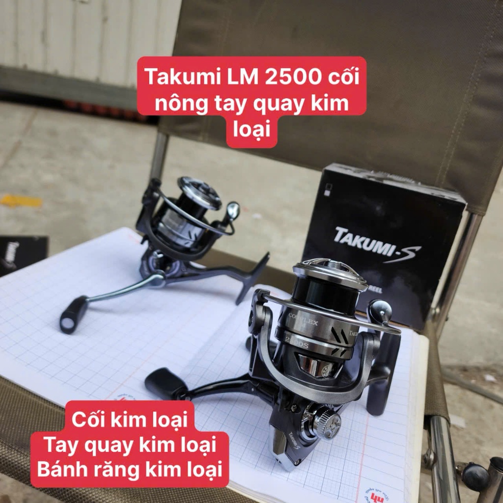 Máy câu lure Takumi LM2500 - 3000 cao cấp full kim loại siêu mượt tay quay đôi tay quay đơn